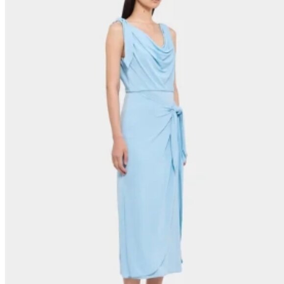 Cinq à Sept Odin Drape Detail Midi Dress – Agua Fria – Size 6 – NWT - Picture 1 of 13